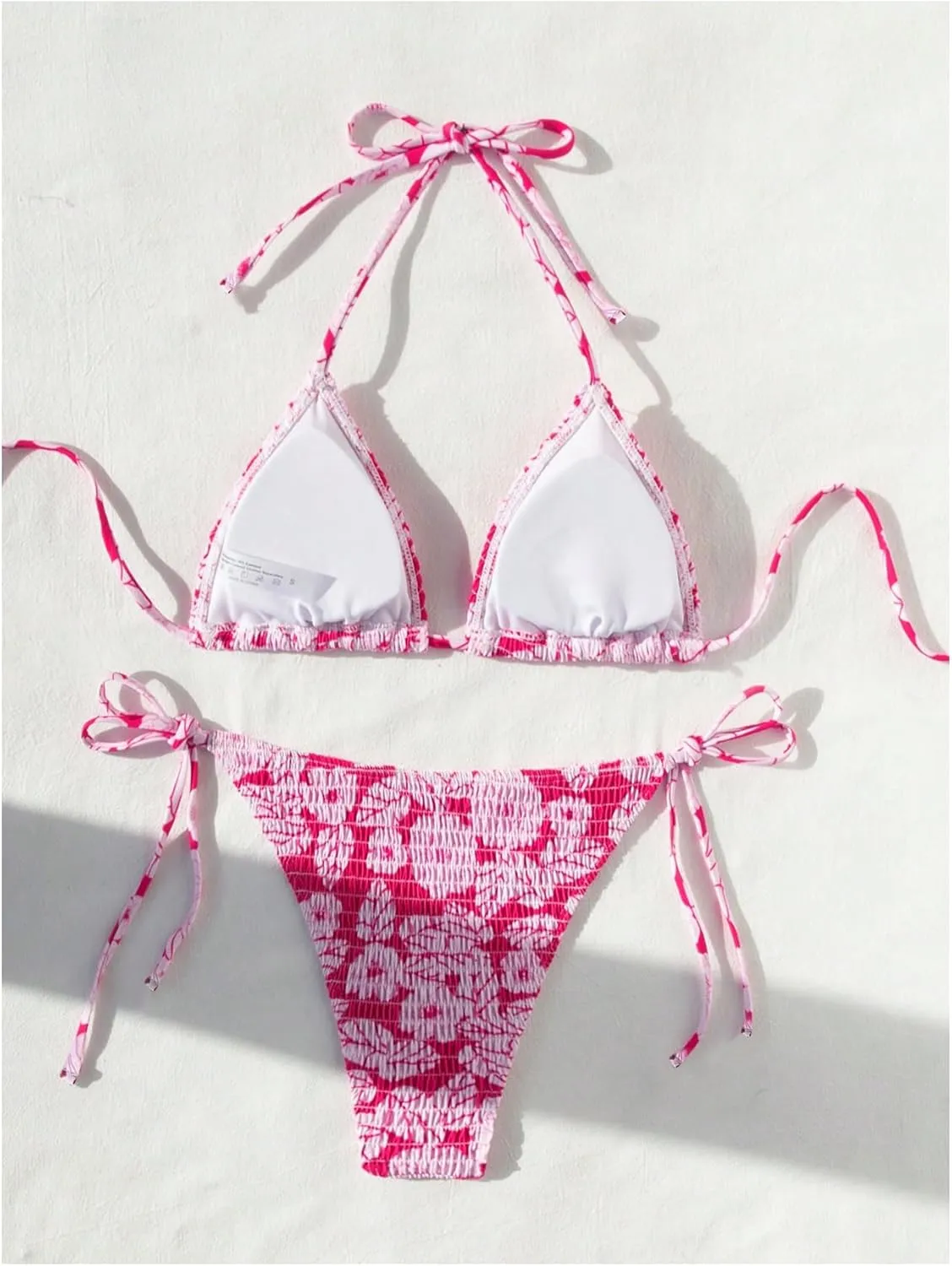 MakeMeChic Women's Halter Triangle Thong Bikini Sets High Cut Swimsuit Bathing Suit Swimwear