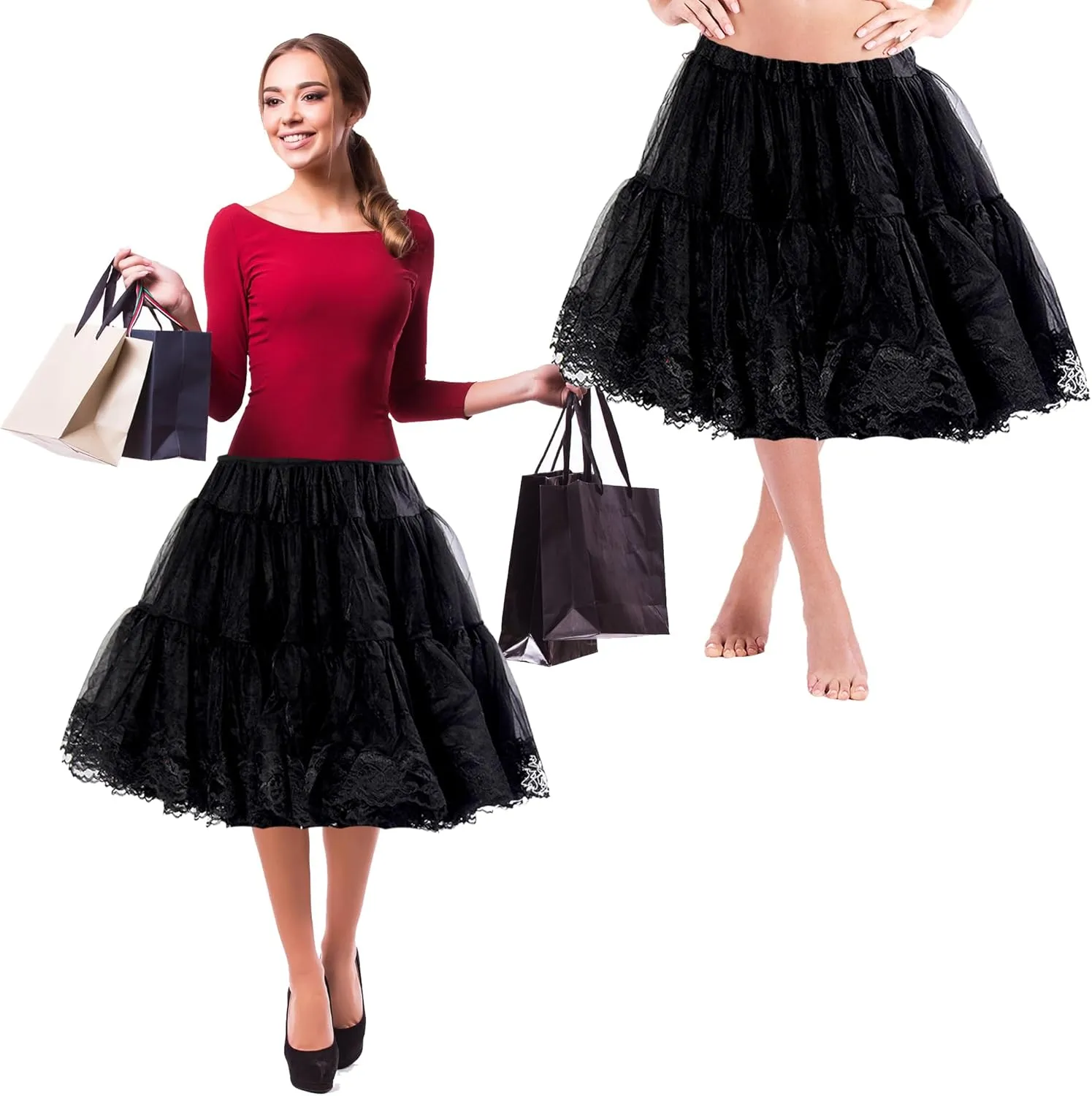 Malco Modes Zooey Luxury Chiffon Adult Petticoat Slip Adjustable