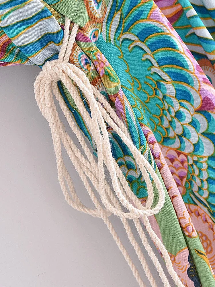 Mali Peacock Floral Maxi Dress