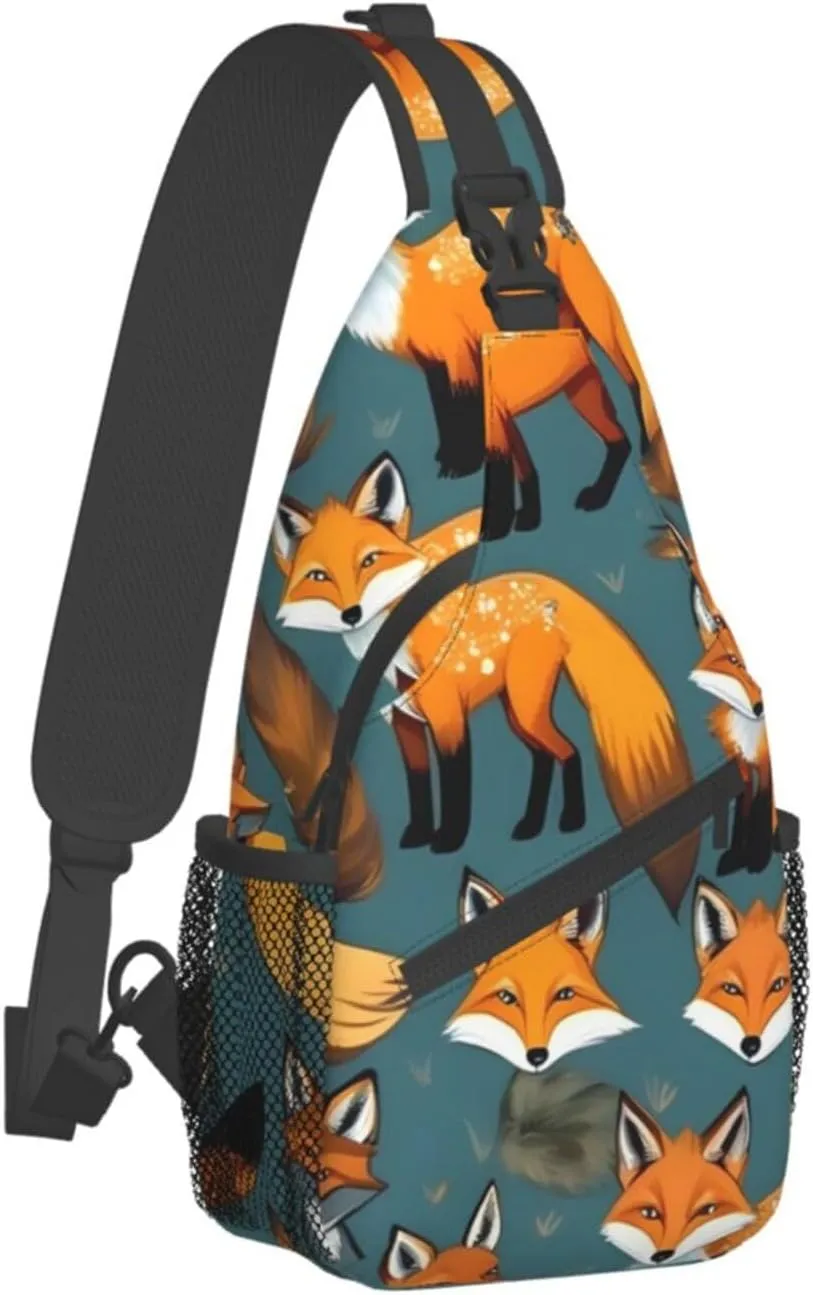 Many Foxes Unisex Casual Diagonal Chest Bag,Multipurpose Crossbody Shoulder Bag Travel Hiking Daypack
