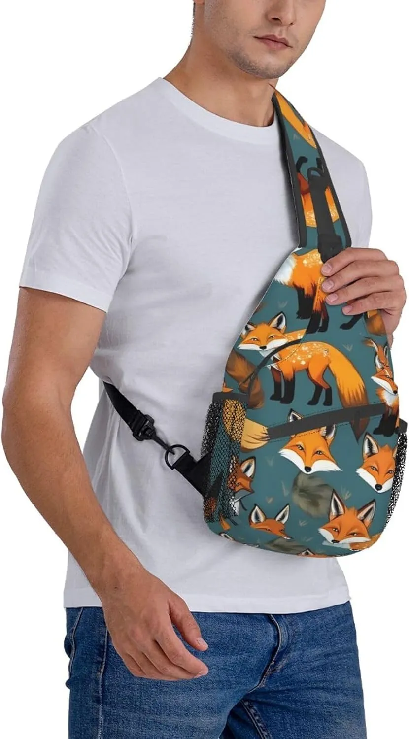 Many Foxes Unisex Casual Diagonal Chest Bag,Multipurpose Crossbody Shoulder Bag Travel Hiking Daypack