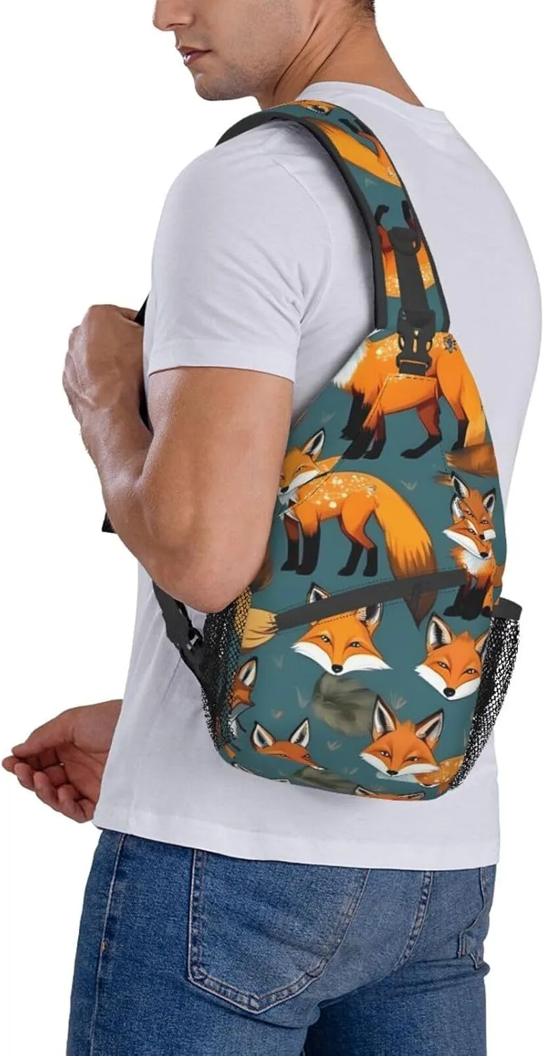 Many Foxes Unisex Casual Diagonal Chest Bag,Multipurpose Crossbody Shoulder Bag Travel Hiking Daypack