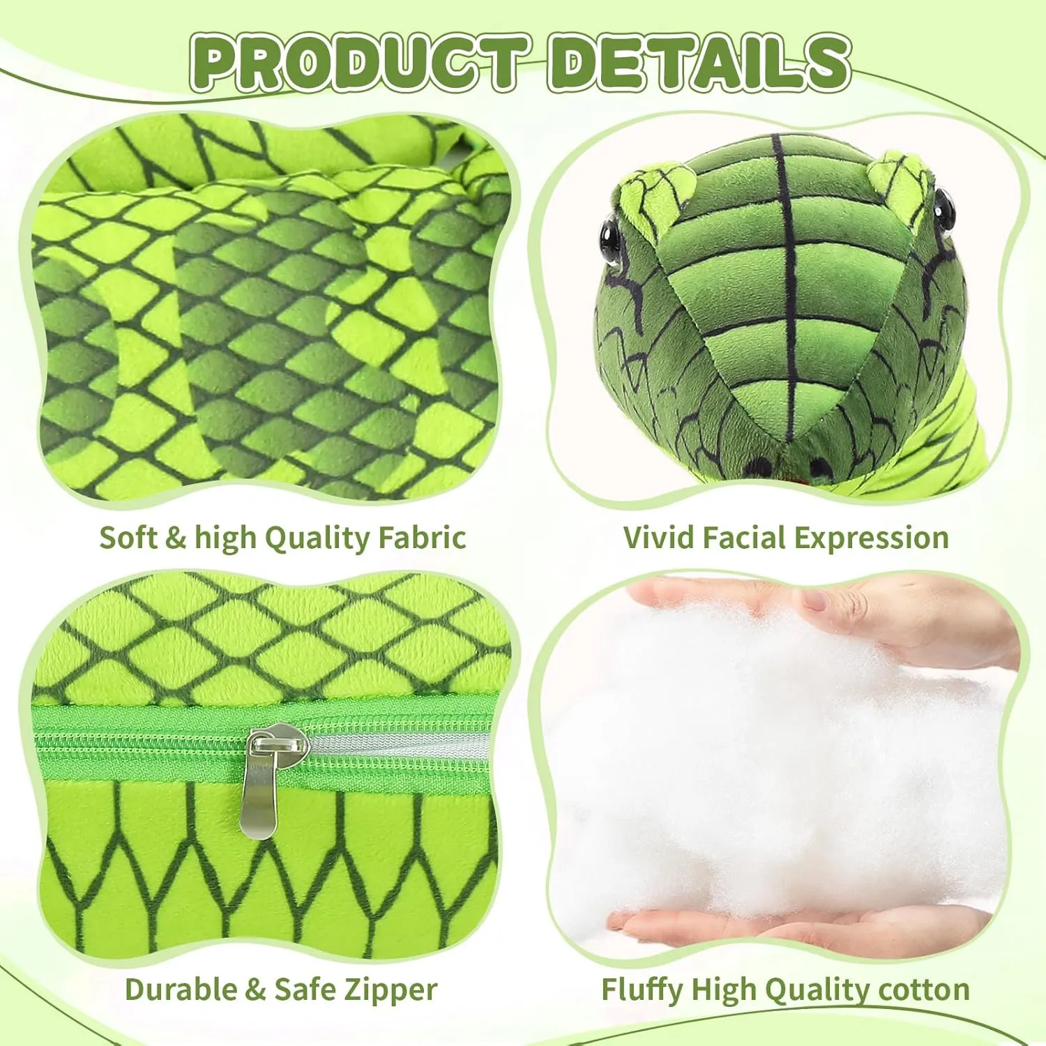 MaoGoLan 118 inch Giant Green Stuffed Snake, Realistic Mommy Snake with 4 Babies & 3 Eggs Plush Toy, Large Green Boa Constrictor Stuffed Animal for Boys Girls Kids Christmas Easter Gift