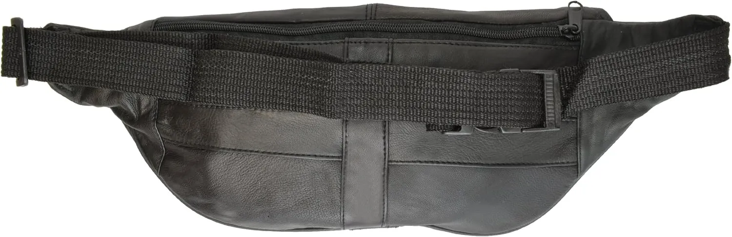 MARSHAL Leather Belt Bag Fanny Pack Hip Pouch with Zippered Compartments