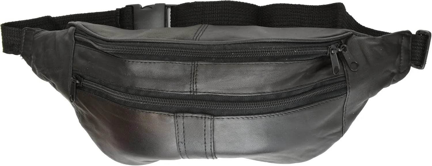 MARSHAL Leather Belt Bag Fanny Pack Hip Pouch with Zippered Compartments