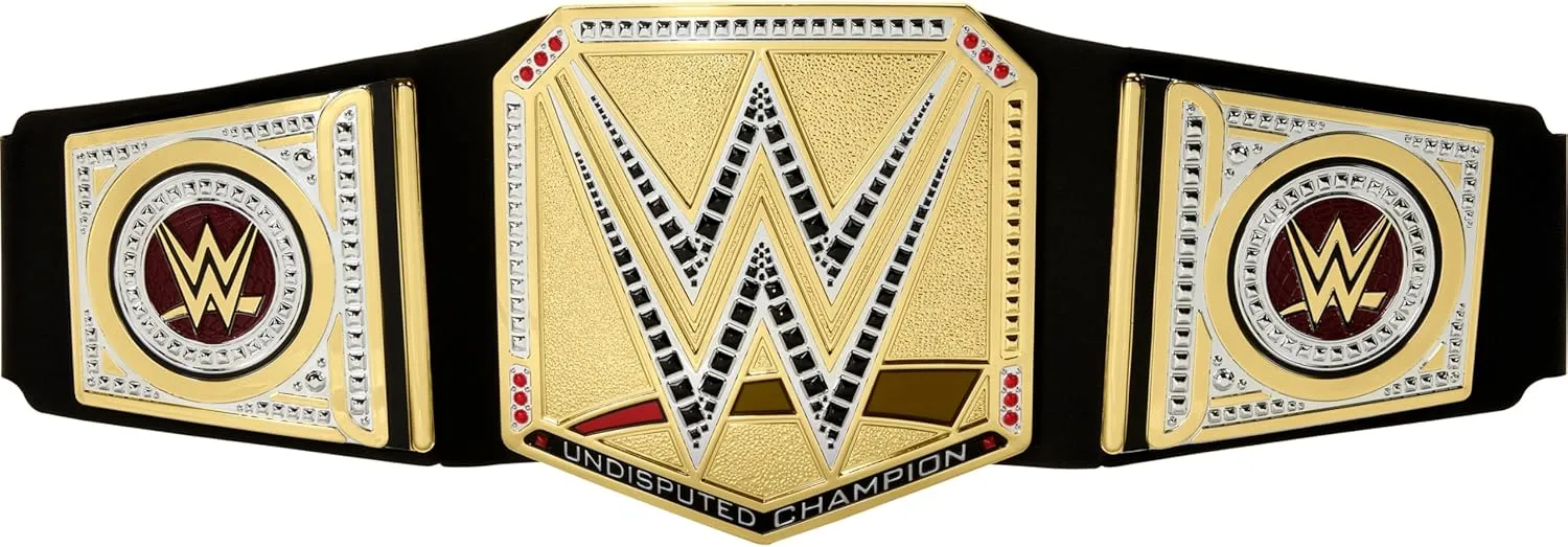 Mattel WWE Championship Title, Undisputed WWE Universal Championship Role-Play & Costume Accessory, Wearable Leather-like Belt 3  Feet with One-Time Adjustment