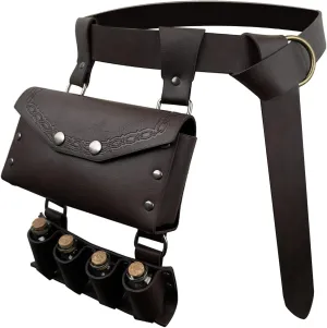 Medieval Alchemy Faux Leather Belt Bag with, Fantasy Wizard Renaissance Waist Pouches for Halloween Cosplay Costume