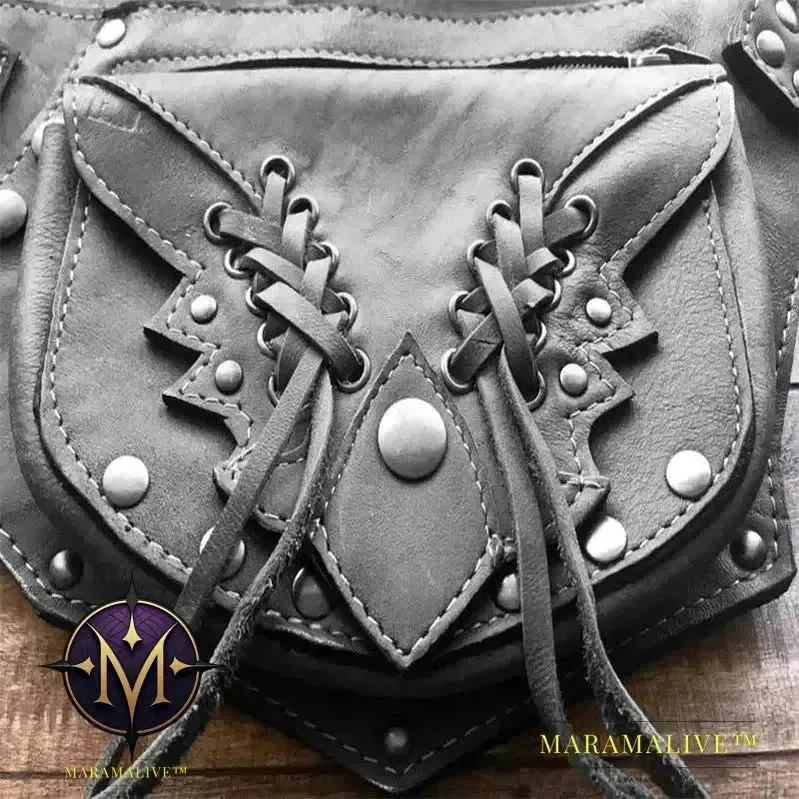 Medieval Vintage Style PU Leather Utility Belt Bag for Men Women Steampunk Festival Waist Pouch Motorcycle Leg Holster