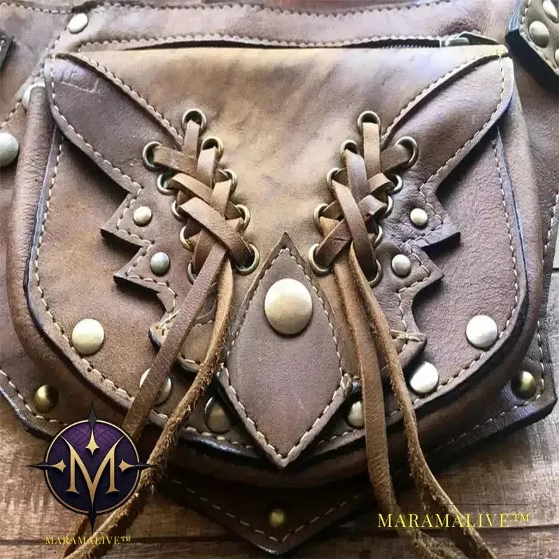 Medieval Vintage Style PU Leather Utility Belt Bag for Men Women Steampunk Festival Waist Pouch Motorcycle Leg Holster
