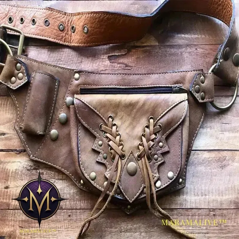 Medieval Vintage Style PU Leather Utility Belt Bag for Men Women Steampunk Festival Waist Pouch Motorcycle Leg Holster