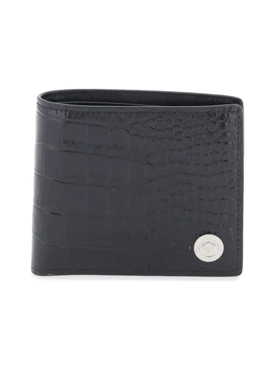 Medusa Biggie Croc-Embossed Wallet