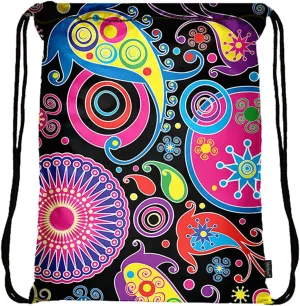 Meffort Inc Lightweight Drawstring Bag Sport Gym Sack Bag Backpack with Side Pocket - Art Design