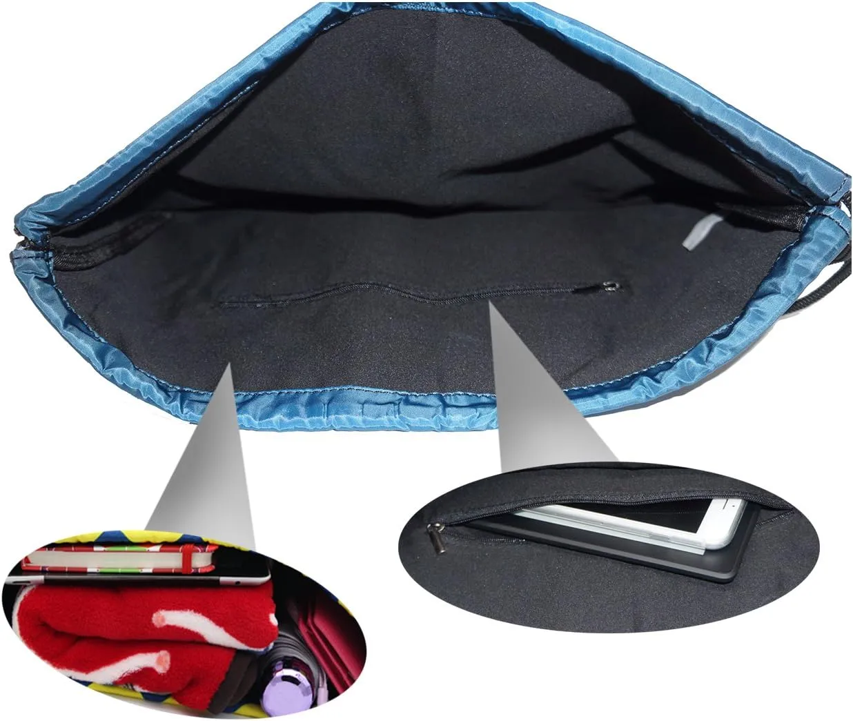 Meffort Inc Lightweight Drawstring Bag Sport Gym Sack Bag Backpack with Side Pocket - Art Design