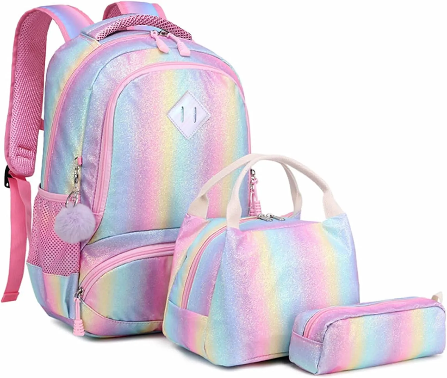 Meisohua School Backpacks Girls Unicorn Backpack with Lunch Bag and Pencil Case Kids 3 in 1 Bookbags School Bag Set