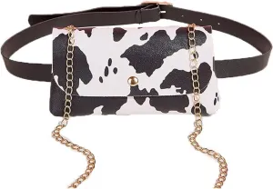 Men Ladies Fashion Waist Bag PU Leather Hip Bum Bag Shoulder Bag Travel Holiday Festival Fanny Pack Purse Wallet Phone Pouch Camping Waist Bag Easy(Cow Pattern)