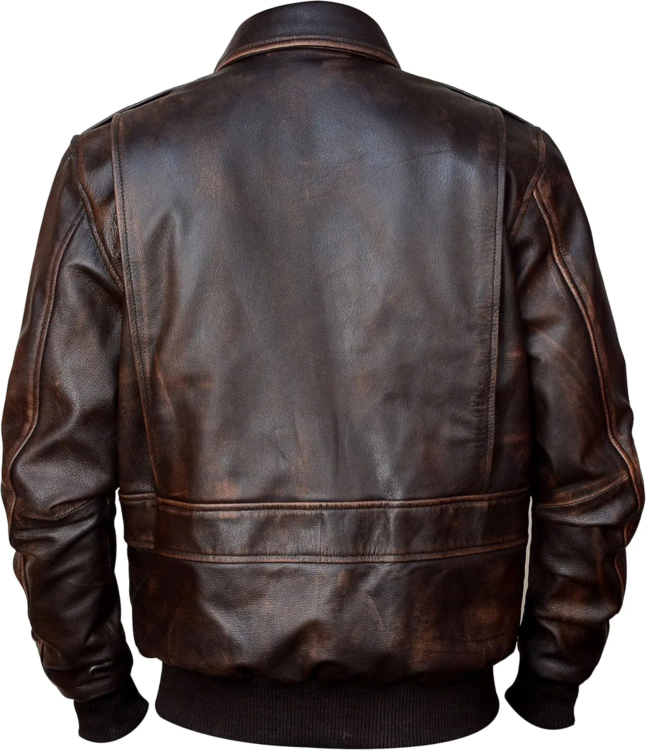 Mens A2 Leather Jacket WWII Air Force Flight Pilot Aviator Brown Bomber Leather Outerwear