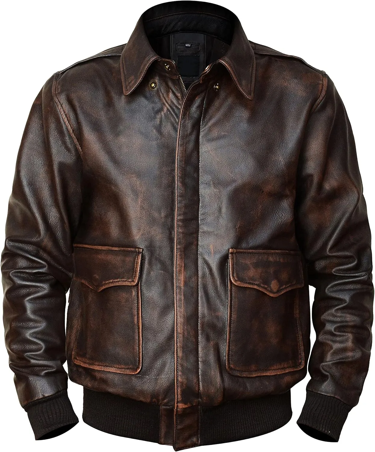 Mens A2 Leather Jacket WWII Air Force Flight Pilot Aviator Brown Bomber Leather Outerwear