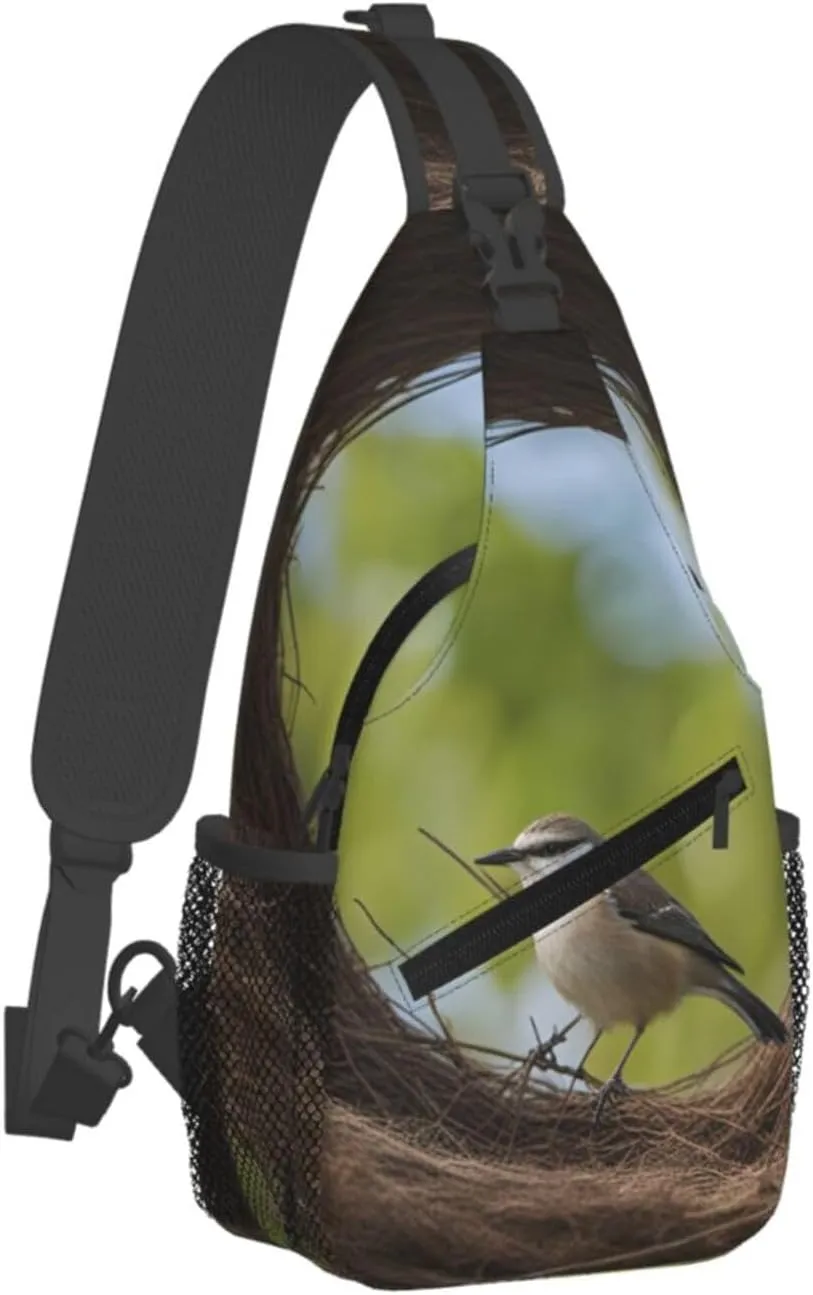 Men's Birds Nest Print Crossbody Shoulder Bag Travel Hiking Daypack for Women Crossbody Sling Backpack