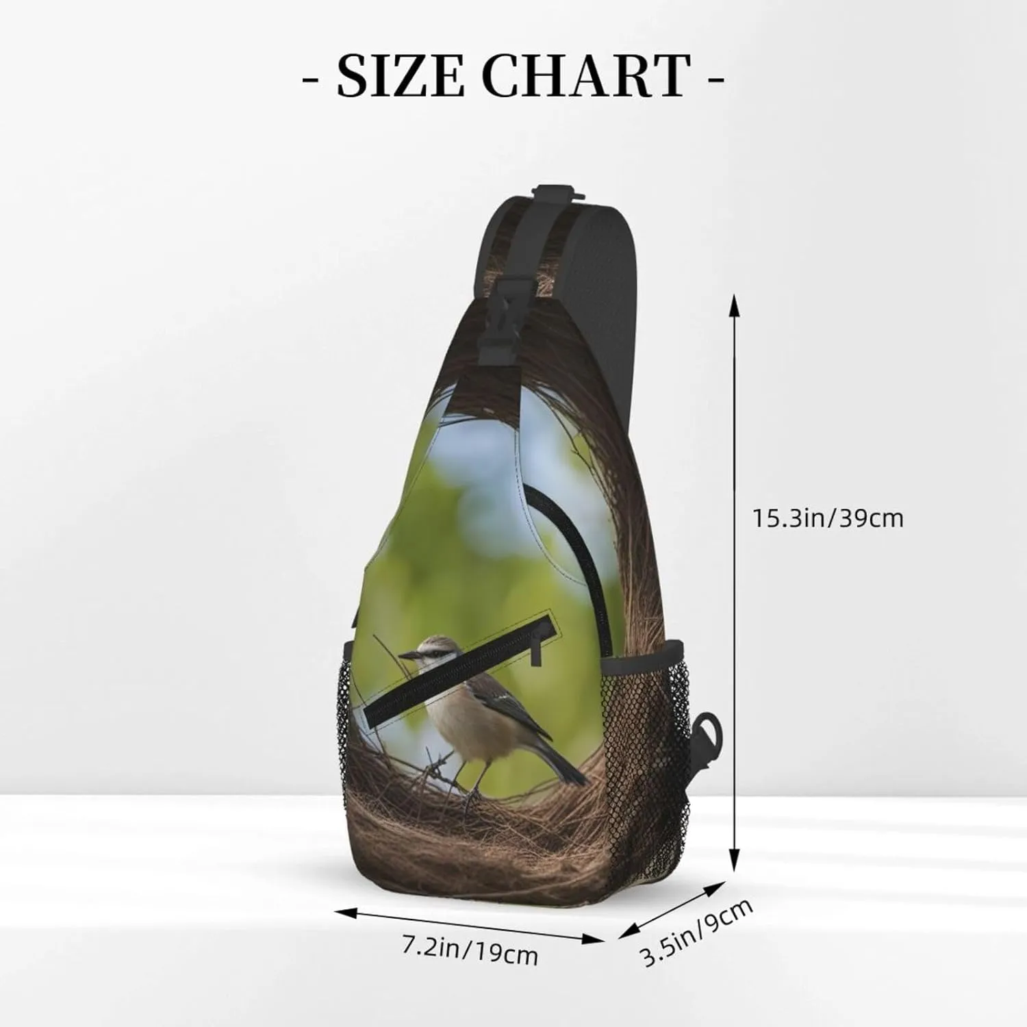 Men's Birds Nest Print Crossbody Shoulder Bag Travel Hiking Daypack for Women Crossbody Sling Backpack