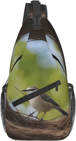 Men's Birds Nest Print Crossbody Shoulder Bag Travel Hiking Daypack for Women Crossbody Sling Backpack