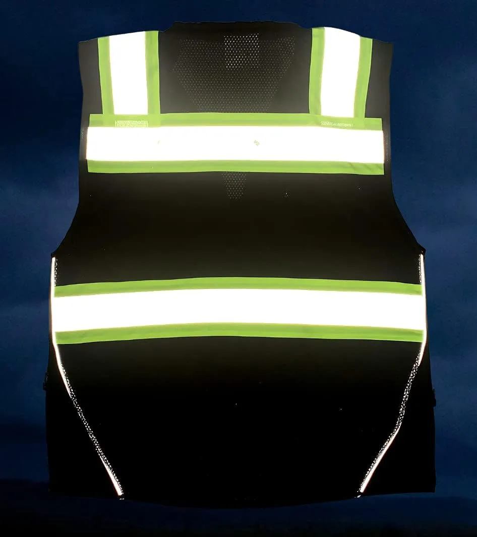 Men's Black Series Safety Vest with Zipper and Utility Pockets (Medium, Black)