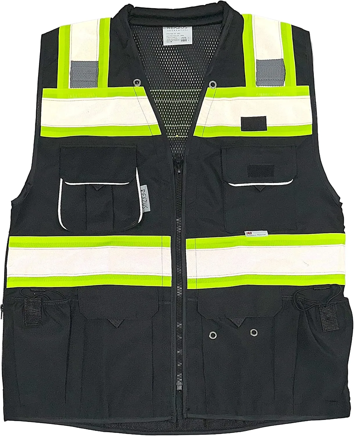 Men's Black Series Safety Vest with Zipper and Utility Pockets (Medium, Black)