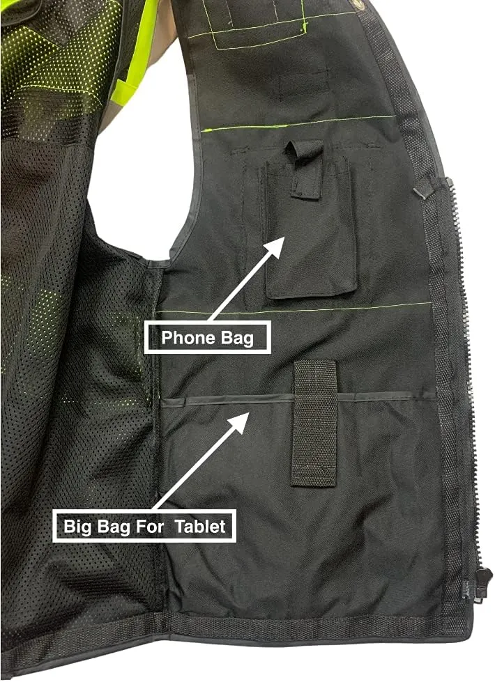 Men's Black Series Safety Vest with Zipper and Utility Pockets (Medium, Black)