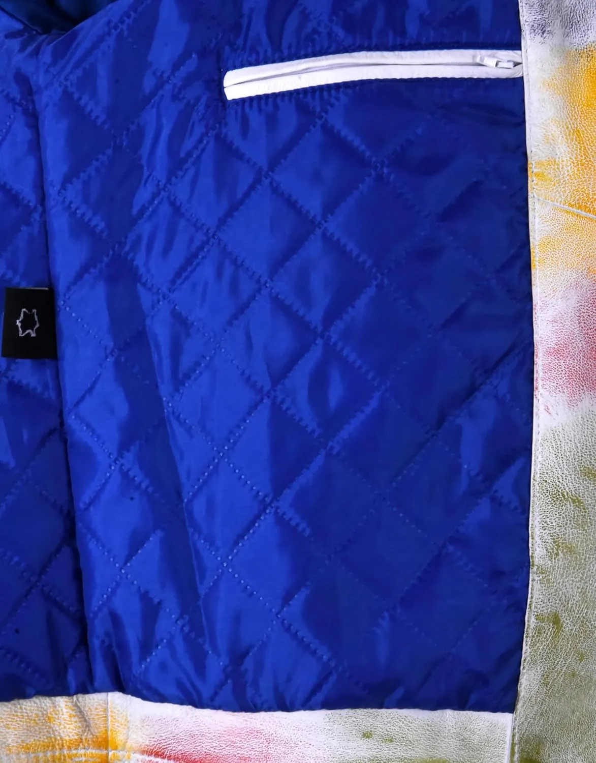 Men's Brando Biker Real Leather Jacket Multicolored Tie-dye Waxed Slim Fit Jacket 6222