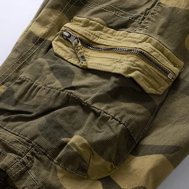 Men's Camouflage Tactical Cargo Shorts Drawstring Relaxed Fit Military Shorts with Multi Pockets