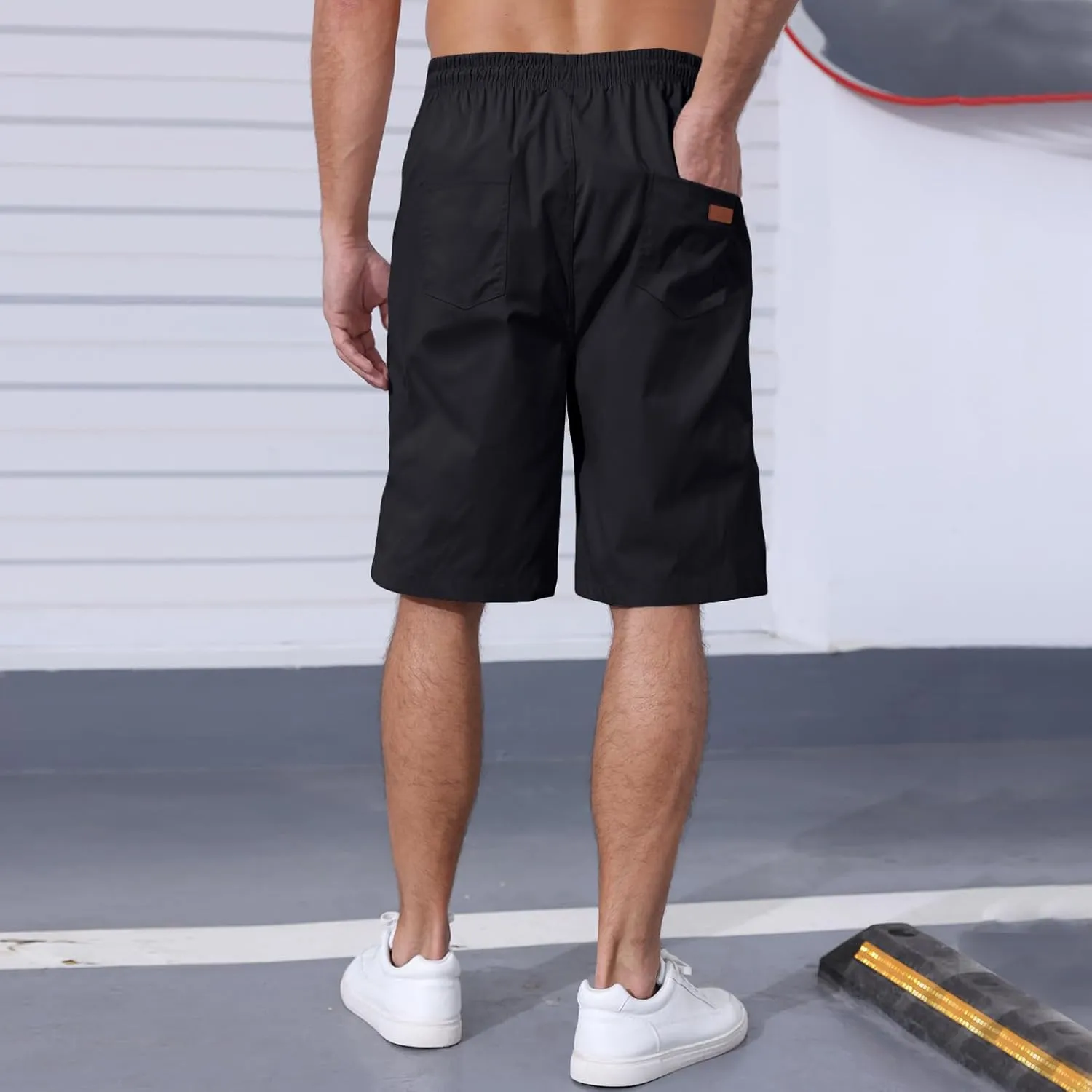 Men's Casual Jogger Shorts Elastic Waist Cargo Shorts Relaxed Fit SweatShorts Running Workout Sport Twill Shorts