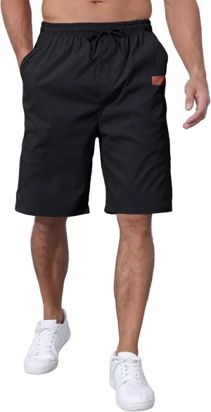 Men's Casual Jogger Shorts Elastic Waist Cargo Shorts Relaxed Fit SweatShorts Running Workout Sport Twill Shorts