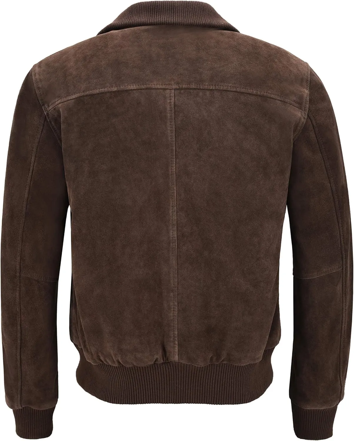Men's Classic Bomber Jacket Brown Suede Leather 70's Retro Aviator Jacket 5838