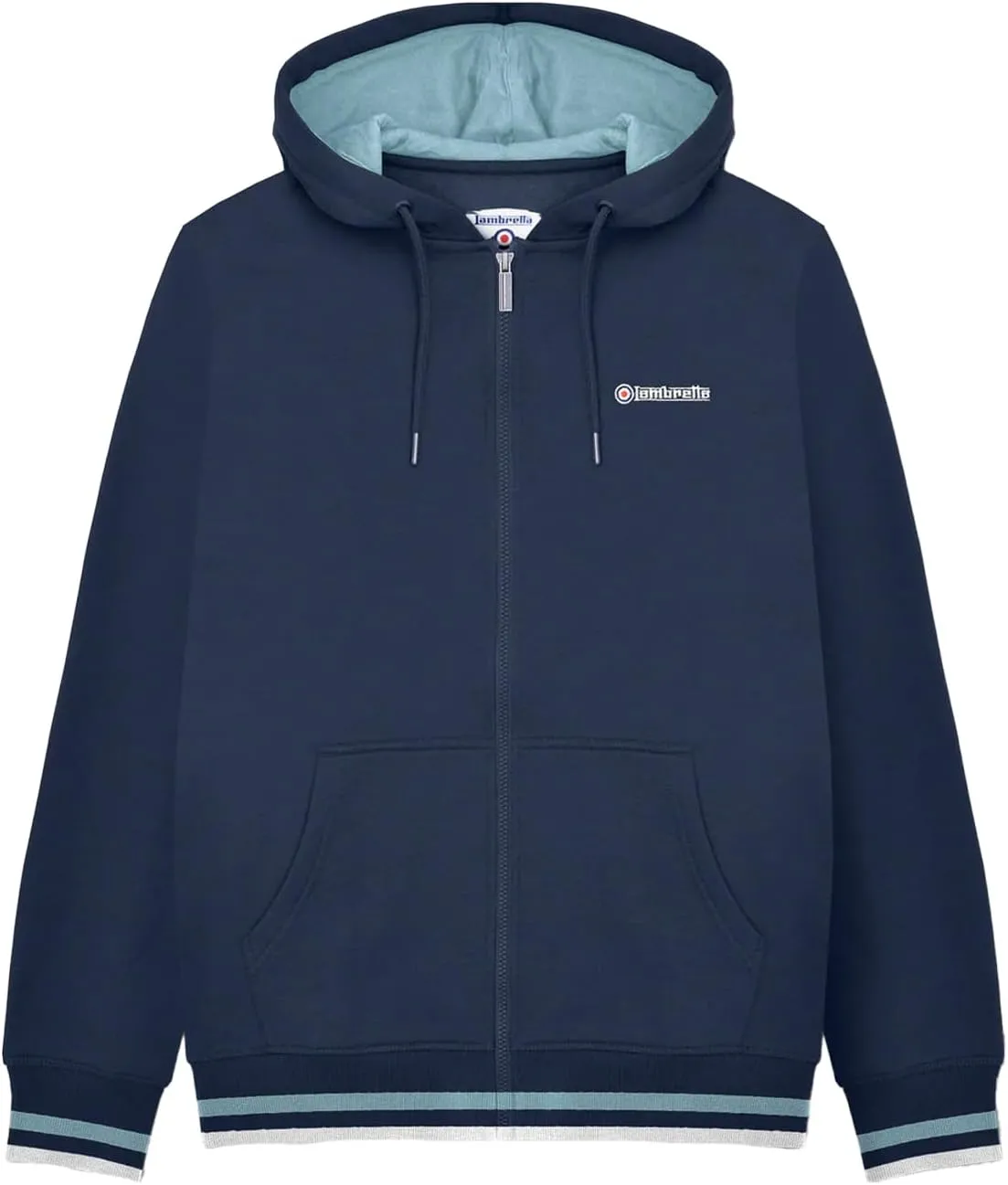 Mens Full Zip Twin Tipped Hooded Sweatshirt Hoodie - Navy - XL