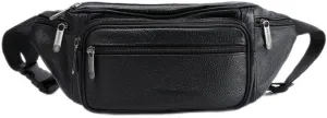 Men's Hip Fan-Shaped Belt Bag Single Shoulder Cross Waist Bag Men's Leather Waist Chest Bag (Color: Black, Size: 20cm*15cm*3cm)