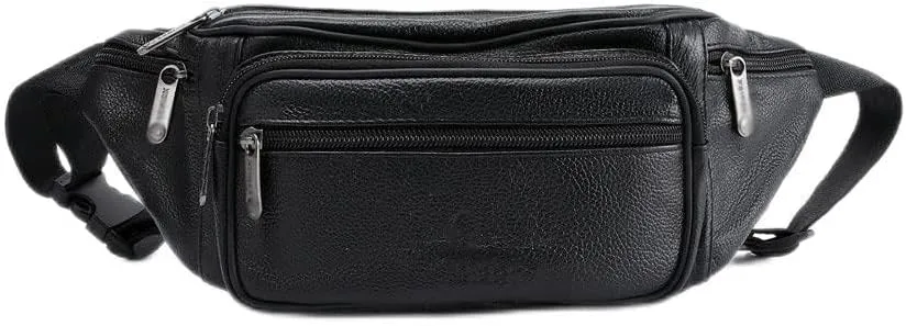 Men's Hip Fan-Shaped Belt Bag Single Shoulder Cross Waist Bag Men's Leather Waist Chest Bag (Color: Black, Size: 20cm*15cm*3cm)
