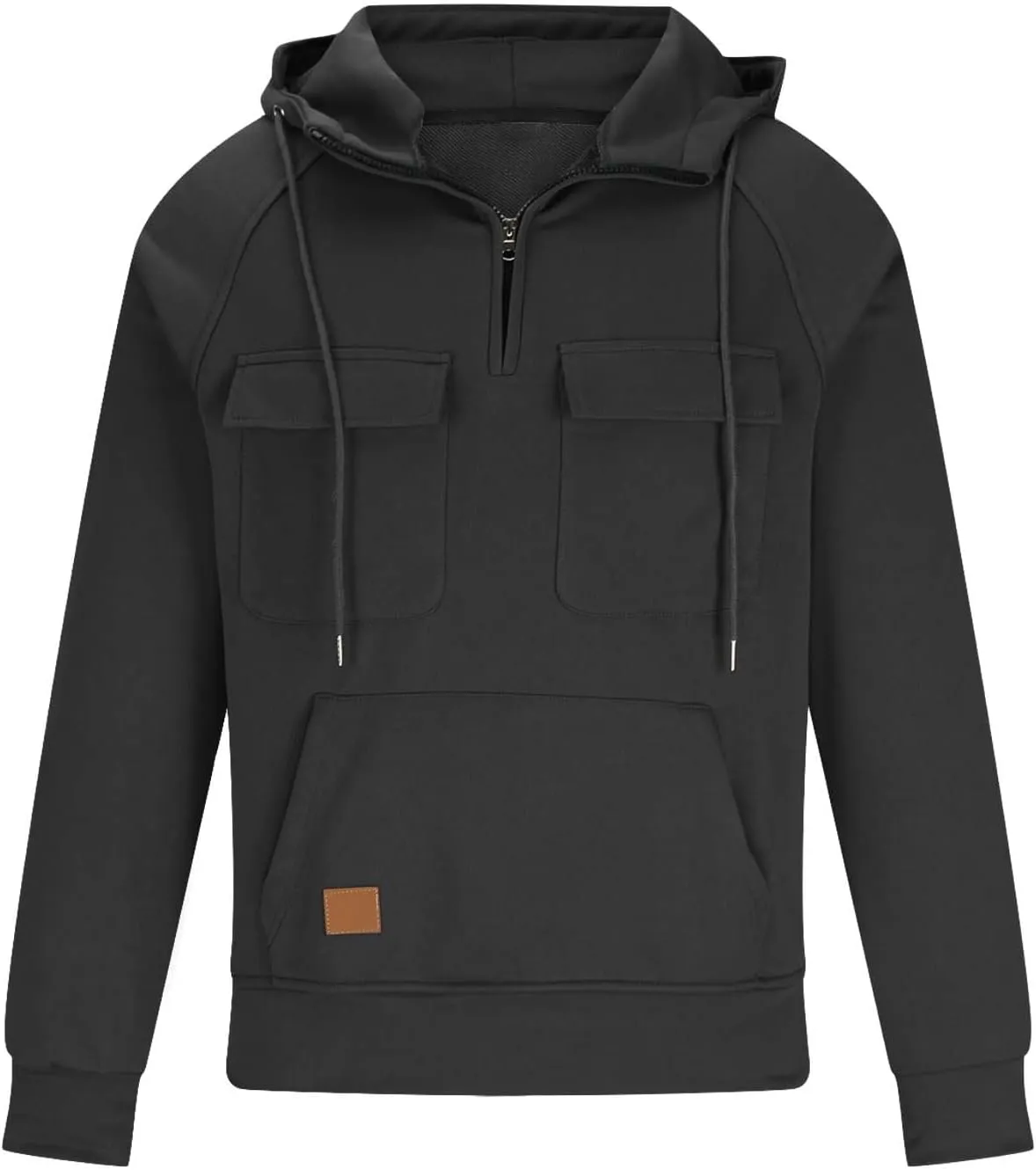 Mens Hoodies Graphic Design Quarter-Zip Drawstring Cargo Tactical Sweatshirts Fashion Long Sleeve Hooded Pullover
