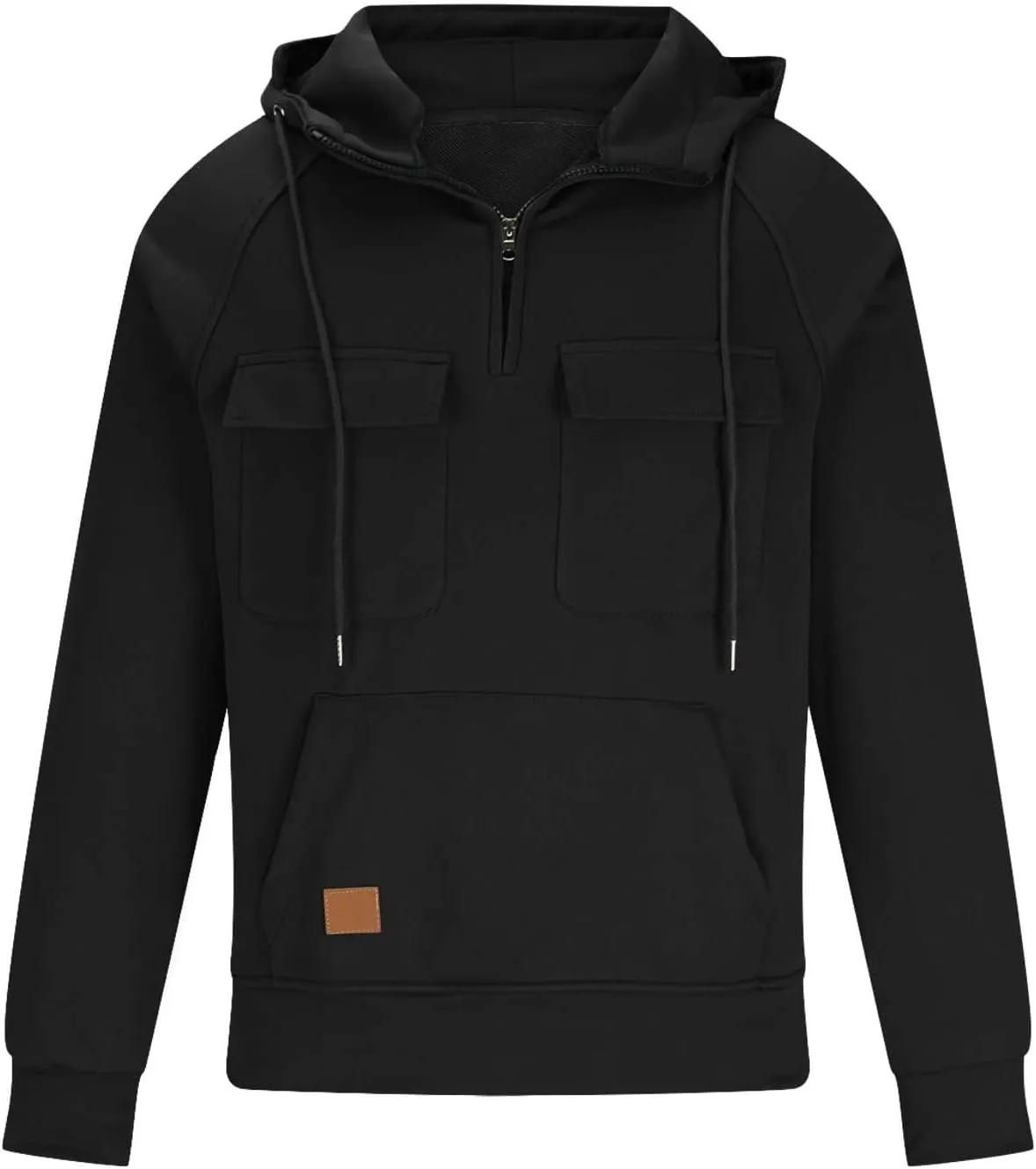 Mens Hoodies Graphic Design Quarter-Zip Drawstring Cargo Tactical Sweatshirts Fashion Long Sleeve Hooded Pullover