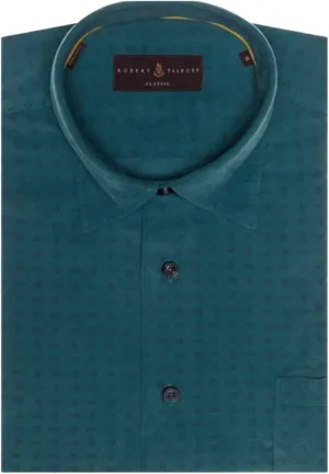 Men's Lapis FINE Corduroy W/Green Mini Paisley Print L/S Tailored FIT Sport Shirt Medium