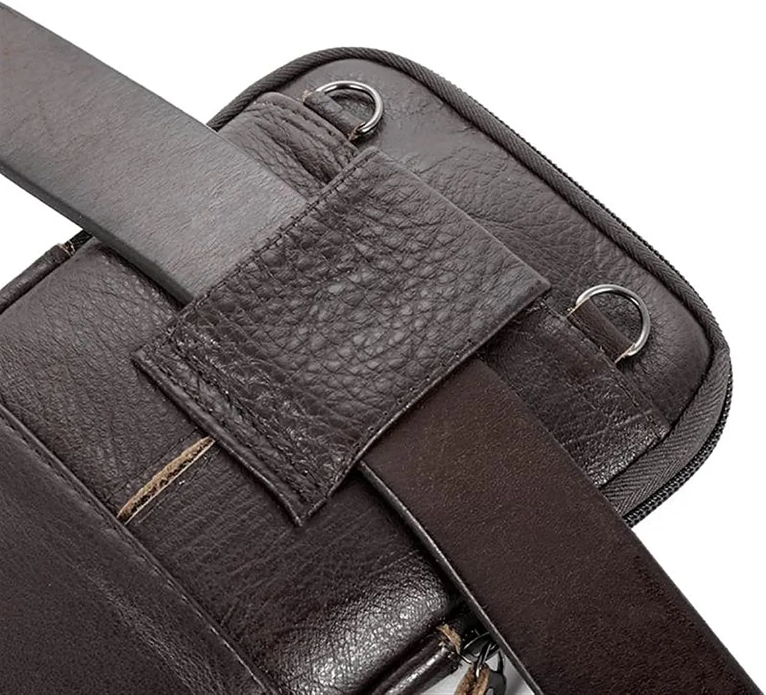 Men's Leather Fashion Phone Pouch Belt Bag Shoulder Crossbody Fanny Pack Small Crossbody Bag(Brown)