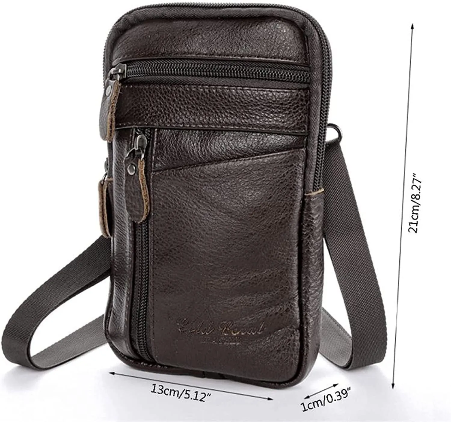 Men's Leather Fashion Phone Pouch Belt Bag Shoulder Crossbody Fanny Pack Small Crossbody Bag(Brown)
