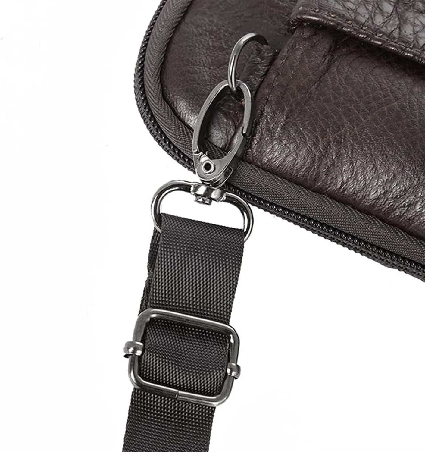 Men's Leather Fashion Phone Pouch Belt Bag Shoulder Crossbody Fanny Pack Small Crossbody Bag(Brown)