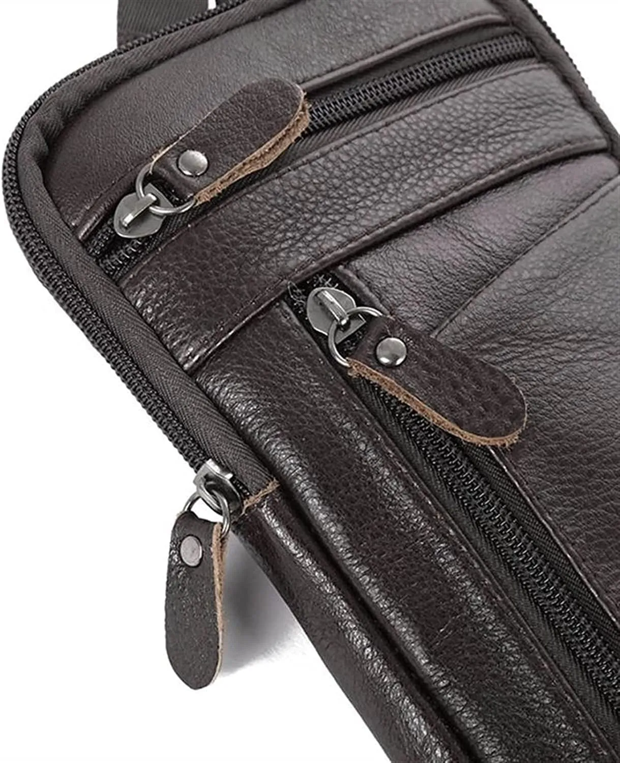 Men's Leather Fashion Phone Pouch Belt Bag Shoulder Crossbody Fanny Pack Small Crossbody Bag(Brown)