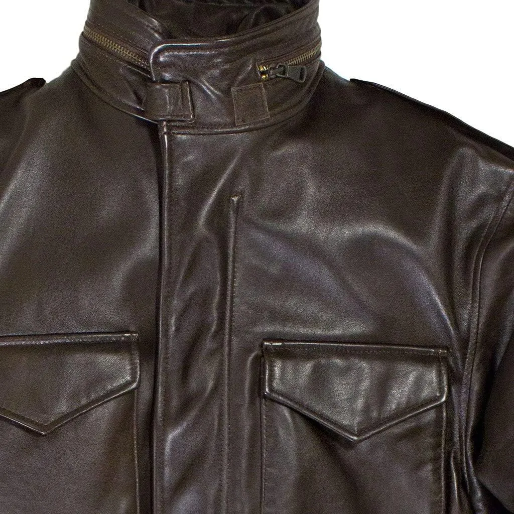 Men's M-65 Field Brown Real Leather Jacket | Men's M-65 Field Real Leather Jacket