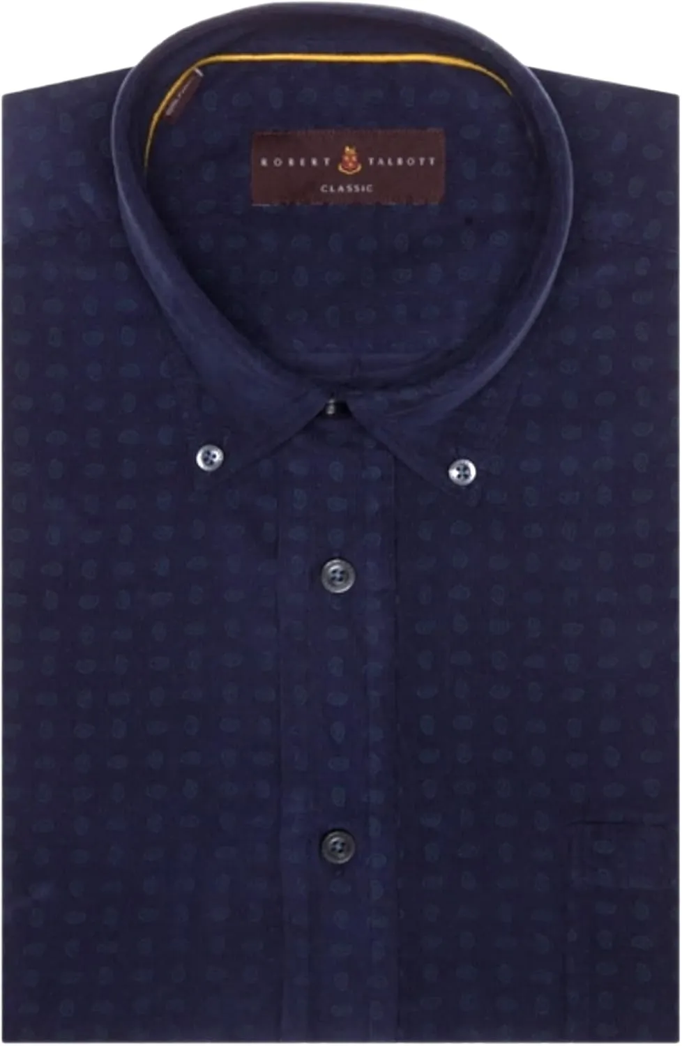 Men's Navy FINE Corduroy W/Green Mini Paisley Print L/S Button Down Sport Shirt Large