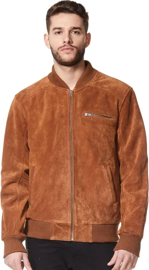 Men's Real Leather Bomber Jacket 100% Suede Street Inspired Biker Style 275-Z