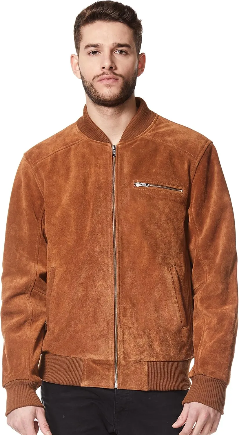 Men's Real Leather Bomber Jacket 100% Suede Street Inspired Biker Style 275-Z