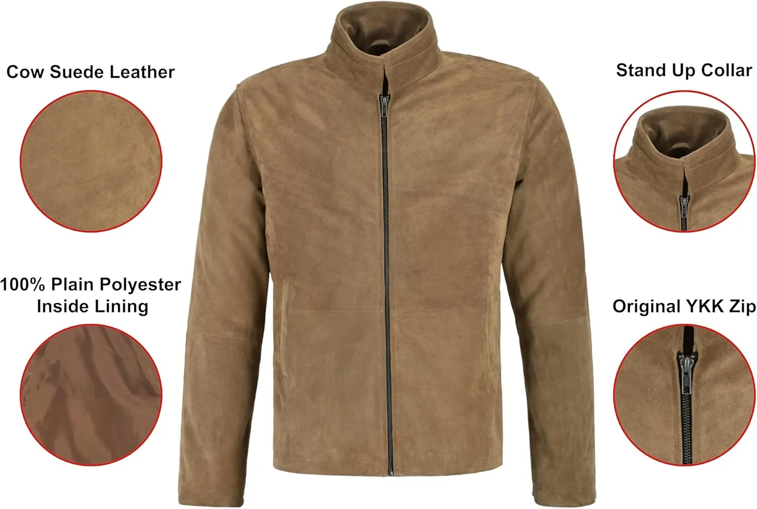 Men's Real Leather Jacket 100% Suede New Classic Fashion Casual Biker Style 5917