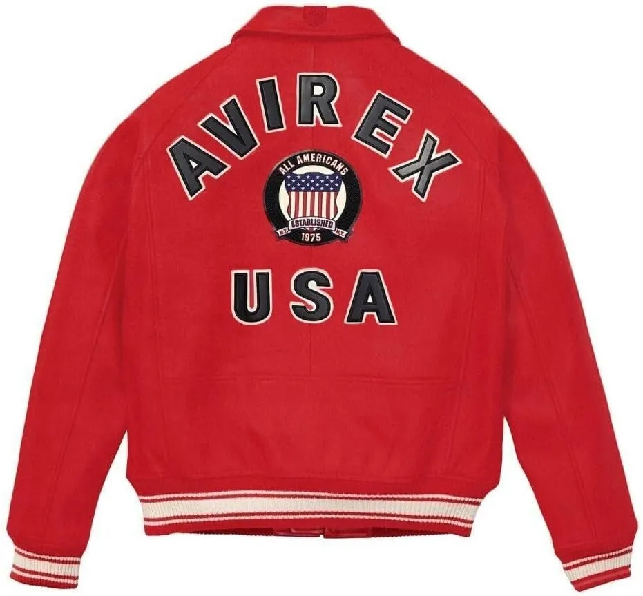 Men’s Red Avi Rex Military Leather Jacket| Aviator Motorcycle Bomber Jacket | Biker Genuine leather Jacket for Men