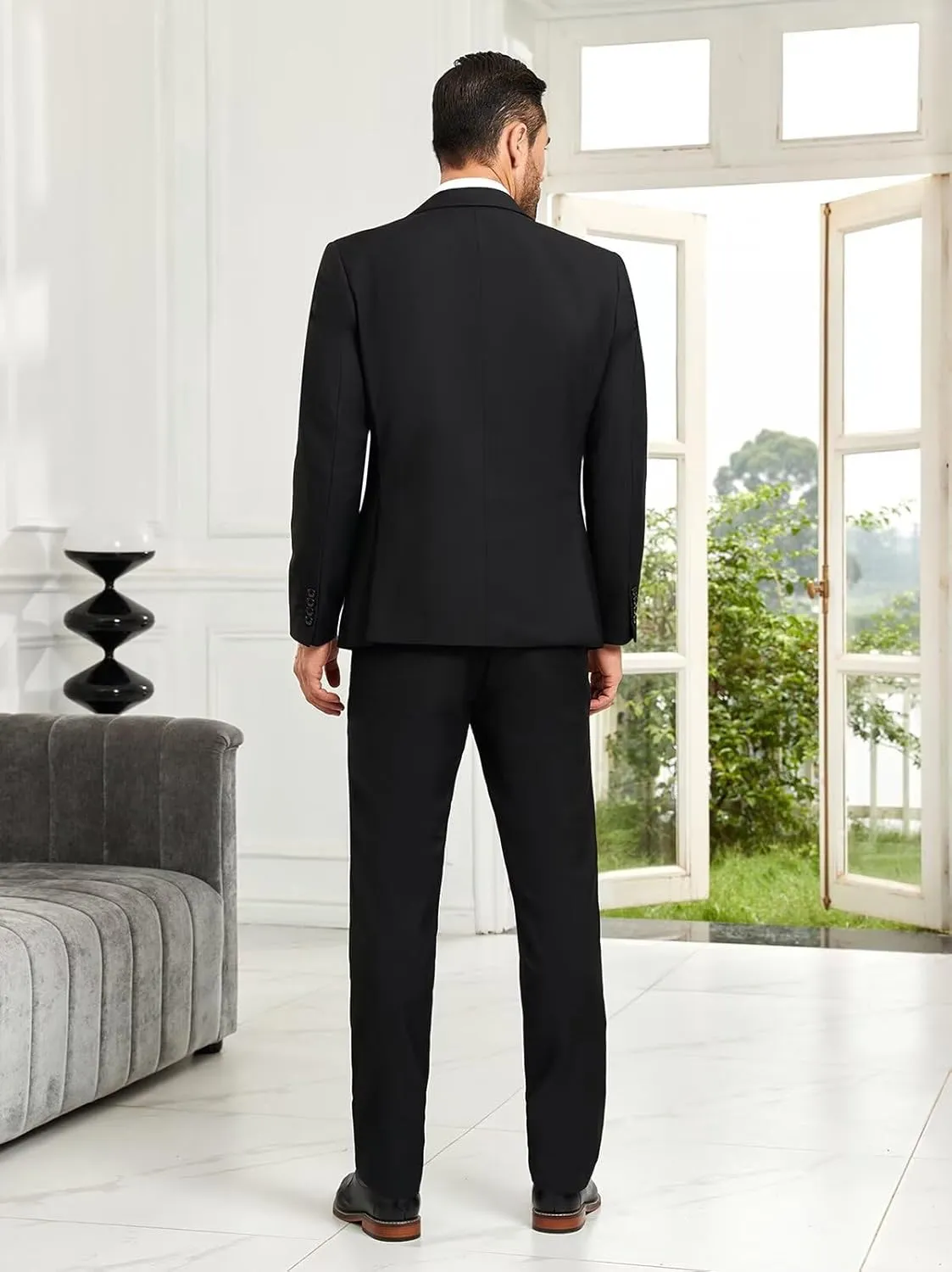 Mens Suit Slim Fit 3 Piece Double Breasted Suit Men Formal Tuxedo Set Casual Wedding Prom Groom Suits