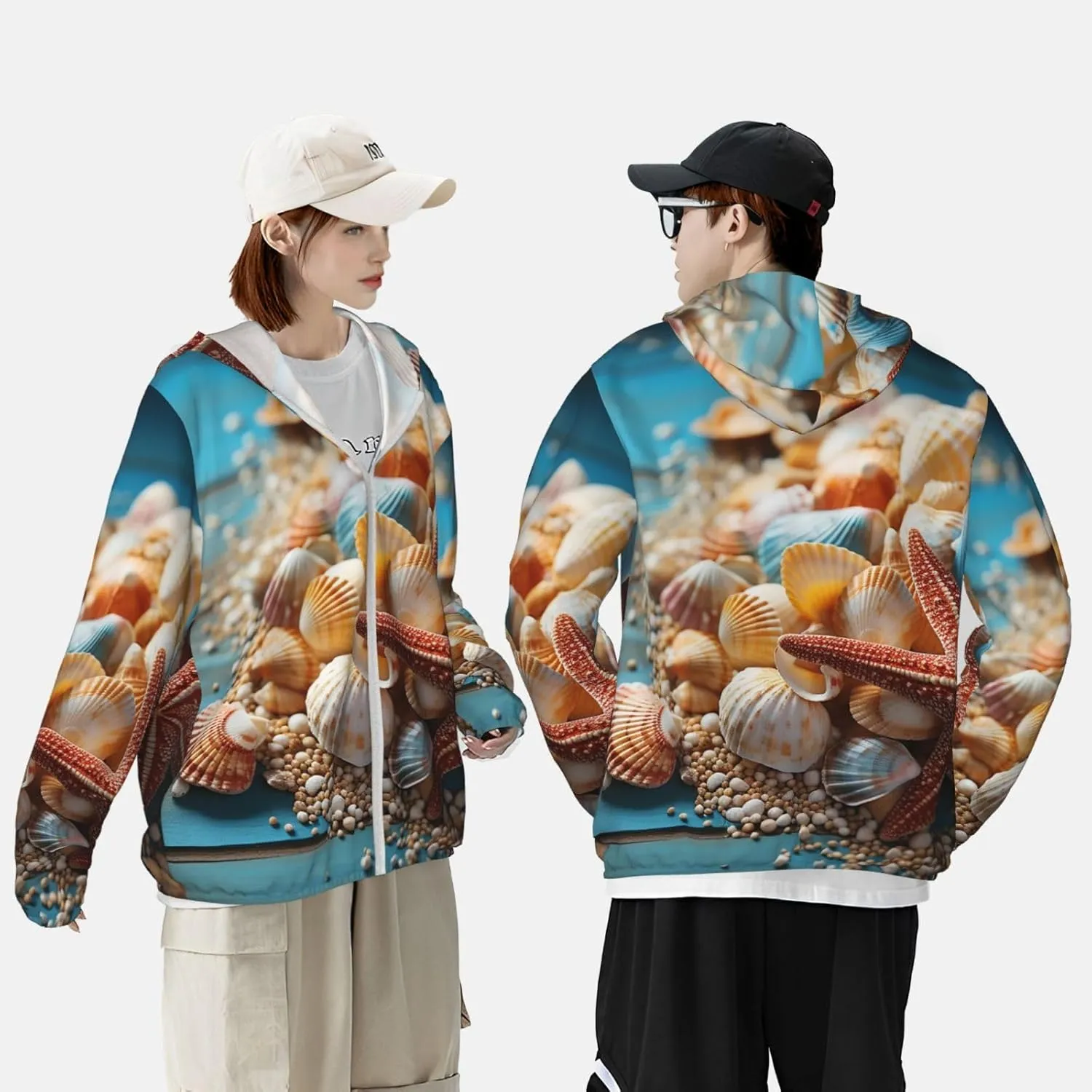 Men's Sun Protection Jacket UPF 50  Full Zipper Long Sleeve UV Hoodie Shirt Women's Outdoor Jacket